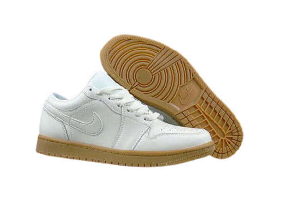 ⁦נעלי נייק-NIKE AIR JORDAN 1 LOW -WHITE-BROWN COMBO⁩ – תמונה ⁦6⁩