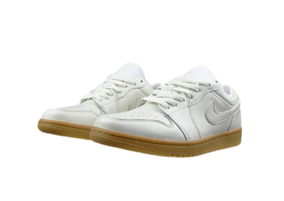 ⁦נעלי נייק-NIKE AIR JORDAN 1 LOW -WHITE-BROWN COMBO⁩ – תמונה ⁦2⁩