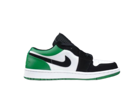 נעלי נייק-NIKE AIR JORDAN 1 LOW -WHITE-GREEN-BLACK LOGO