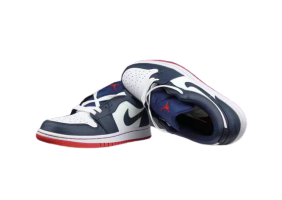 ⁦נעלי נייק-NIKE AIR JORDAN 1 LOW -WHITE-NAVY BLUE⁩ – תמונה ⁦3⁩