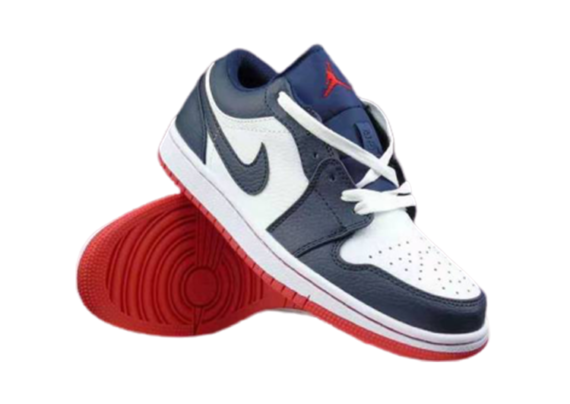 ⁦נעלי נייק-NIKE AIR JORDAN 1 LOW -WHITE-NAVY BLUE⁩ – תמונה ⁦4⁩