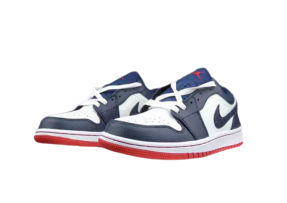 ⁦נעלי נייק-NIKE AIR JORDAN 1 LOW -WHITE-NAVY BLUE⁩ – תמונה ⁦2⁩