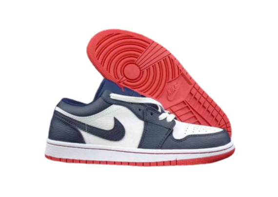 ⁦נעלי נייק-NIKE AIR JORDAN 1 LOW -WHITE-NAVY BLUE⁩ – תמונה ⁦6⁩