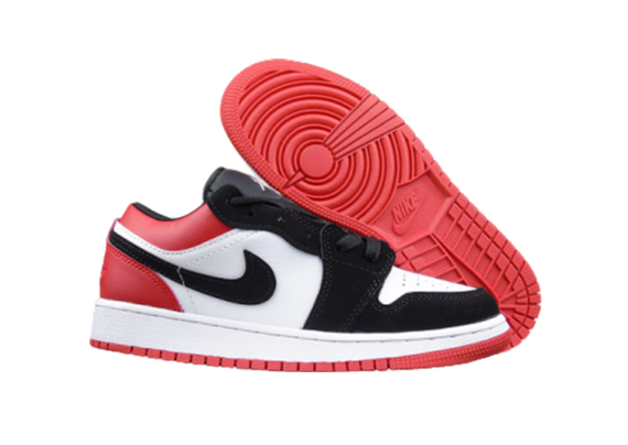 ⁦נעלי נייק-NIKE AIR JORDAN 1 LOW -WHITE-RED- BLACK LOGO⁩ – תמונה ⁦6⁩