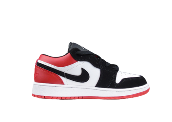 נעלי נייק-NIKE AIR JORDAN 1 LOW -WHITE-RED- BLACK LOGO