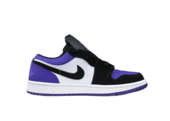 נעלי נייק-NIKE AIR JORDAN 1 LOW -WHITE-ROYAL BLUE- BLACK LOGO