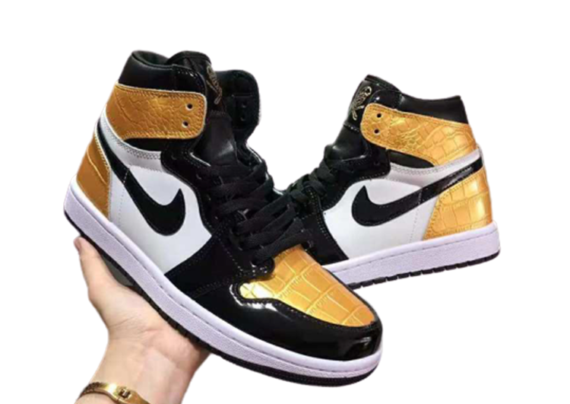 ⁦נעלי נייק-Nike air force 1 high BLACK- GOLDEN-WHITE⁩ – תמונה ⁦6⁩