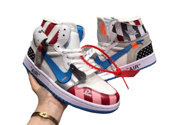 ⁦נעלי נייק-Nike air force 1 high WHITE-BLACK-BLUE LOGO⁩ – תמונה ⁦5⁩