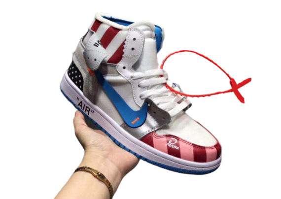 ⁦נעלי נייק-Nike air force 1 high WHITE-BLACK-BLUE LOGO⁩ – תמונה ⁦3⁩