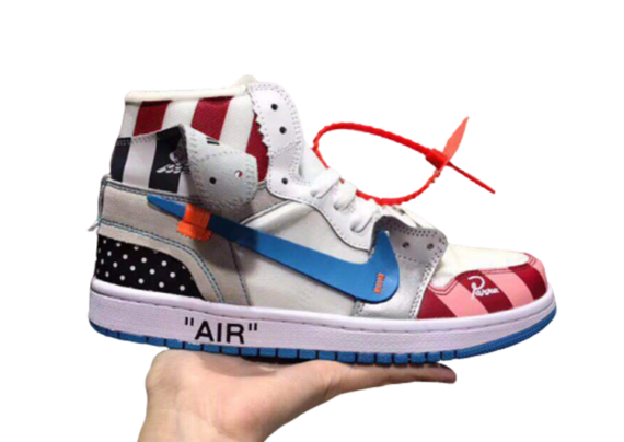 נעלי נייק-Nike air force 1 high WHITE-BLACK-BLUE LOGO