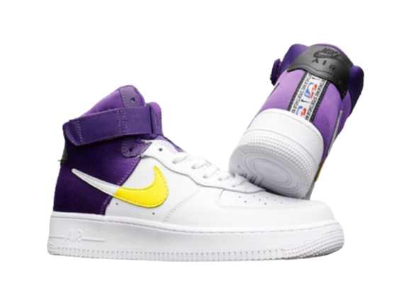 ⁦נעלי נייק-Nike air force 1 high WHITE-PURPLE-YELLOW⁩ – תמונה ⁦6⁩