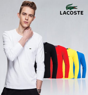 קטלוג חולצות ארוכות חלקות לגברים לקוסט LACOSTE