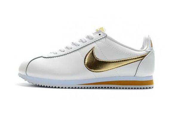 נעלי נייק-Nike Classic Cortez -Nylon_Prm_Leather_White_Metallic_Gold_Casual