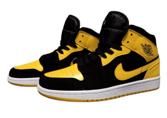 ⁦נעלי נייק-Nike Air Jordan 1 High Black - Yellow⁩ – תמונה ⁦3⁩