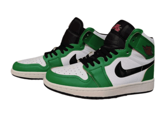 ⁦נעלי נייק-Nike Air Jordan 1 High White - Green⁩ – תמונה ⁦2⁩