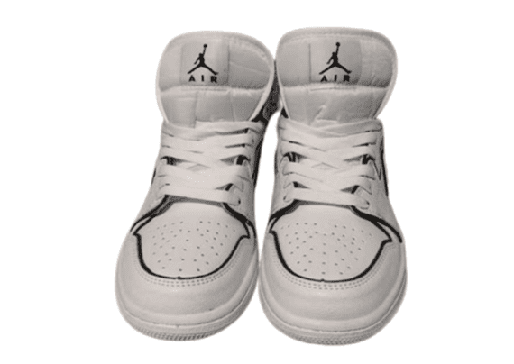 ⁦נעלי נייק-Nike Air Jordan 1 High White With Black Border⁩ – תמונה ⁦2⁩