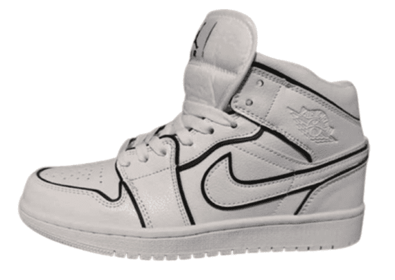 נעלי נייק-Nike Air Jordan 1 High White With Black Border