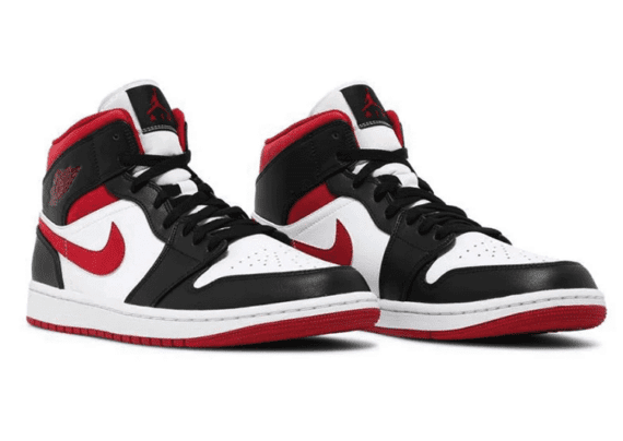 ⁦נעלי נייק-Nike Air Jordan 1 Mid Black Gym Red⁩ – תמונה ⁦2⁩