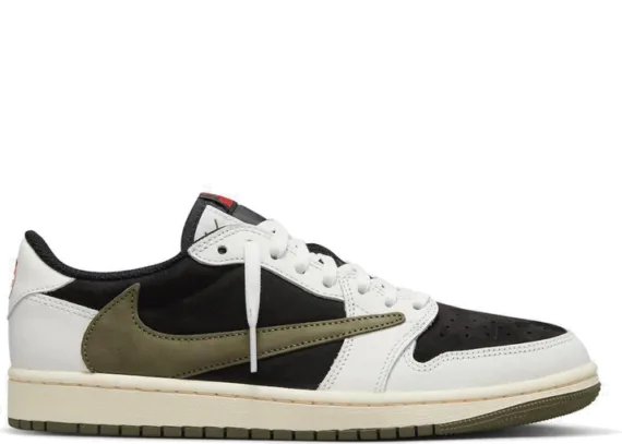 נעלי נייק-NIKE AIR JORDAN 1 LOW -WHITE GREEN BLACK Travis Scott