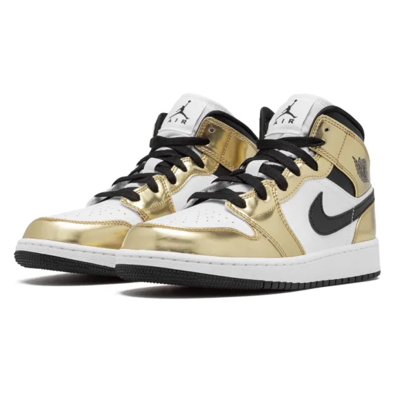 ⁦נייק ג'ורדן-Nike Air jordan 1 Mid - SE GS Metallic Gold⁩ – תמונה ⁦5⁩