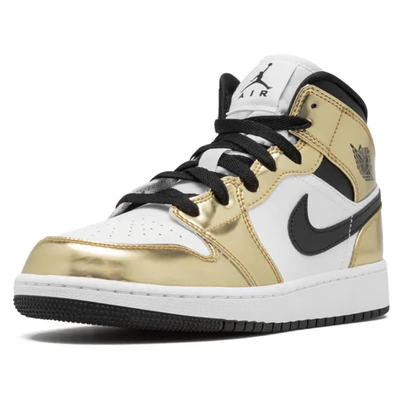 ⁦נייק ג'ורדן-Nike Air jordan 1 Mid - SE GS Metallic Gold⁩ – תמונה ⁦3⁩