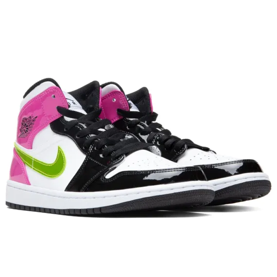 ⁦נייק ג'ורדן-Nike Air jordan 1 Mid - WHITE BLACK PINK GS⁩ – תמונה ⁦4⁩