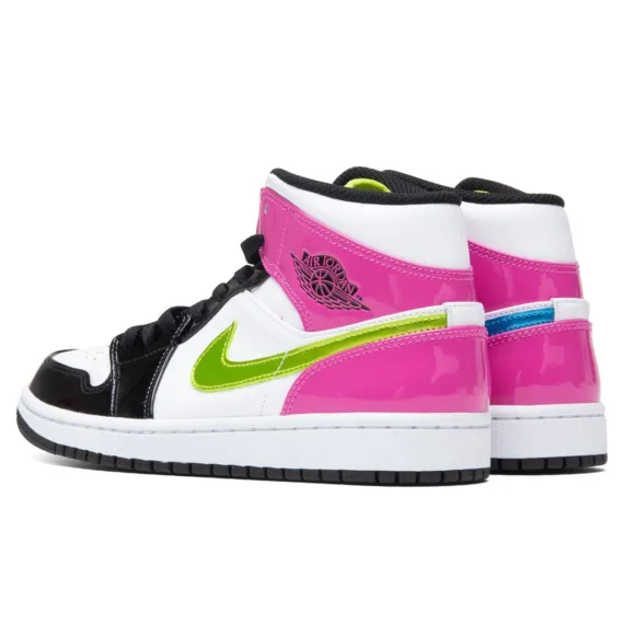 ⁦נייק ג'ורדן-Nike Air jordan 1 Mid - WHITE BLACK PINK GS⁩ – תמונה ⁦3⁩