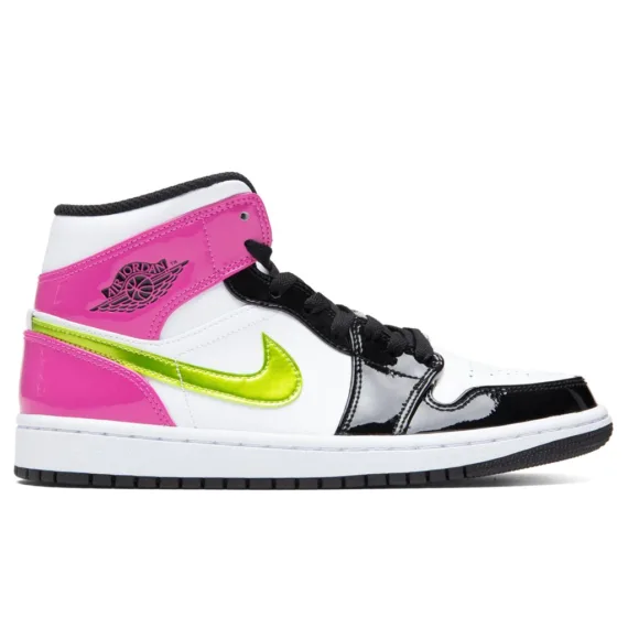 נייק ג'ורדן-Nike Air jordan 1 Mid - WHITE BLACK PINK GS