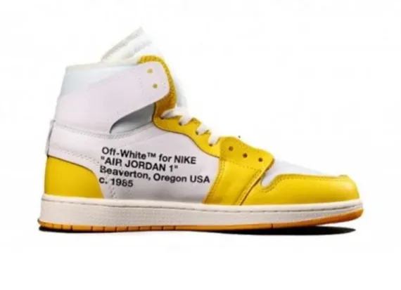 ⁦נייק ג'ורדן-AIR JORDAN 1 RETRO HIGH OFF-WHITE YELLOW⁩ – תמונה ⁦6⁩