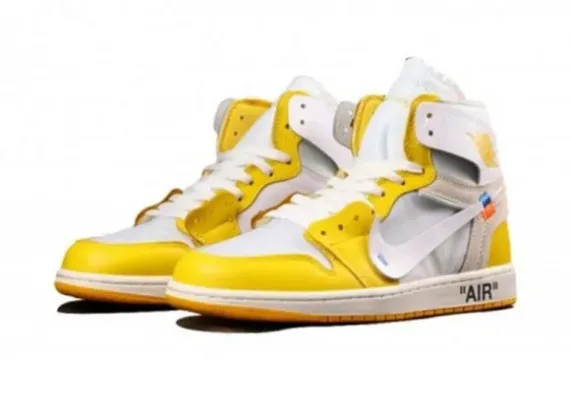 ⁦נייק ג'ורדן-AIR JORDAN 1 RETRO HIGH OFF-WHITE YELLOW⁩ – תמונה ⁦2⁩