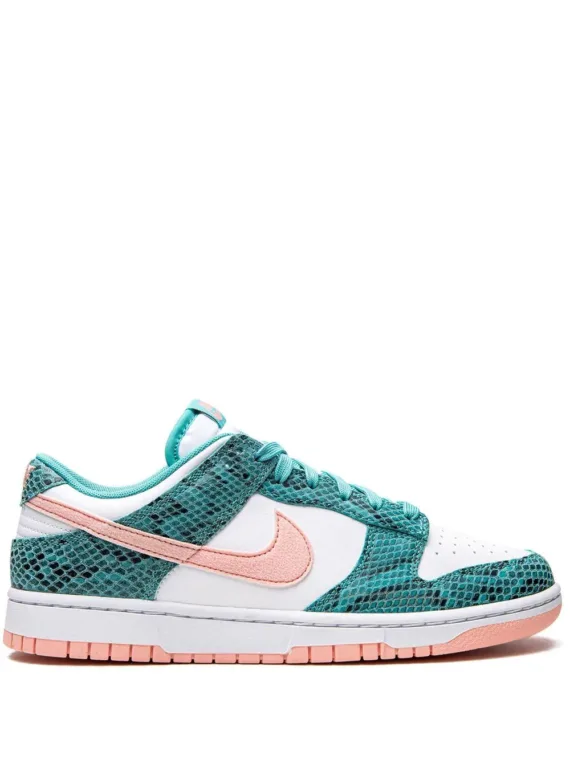 NIKE Dunk Low Snakeskin "Washed Teal/Bleached Coral" sneakers