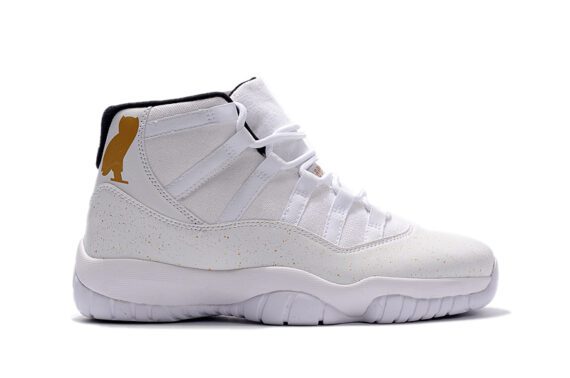 NIKE AIR JORDAN 11 “OVO” WHITE GOLD MEN’S BASKETBALL SHOES